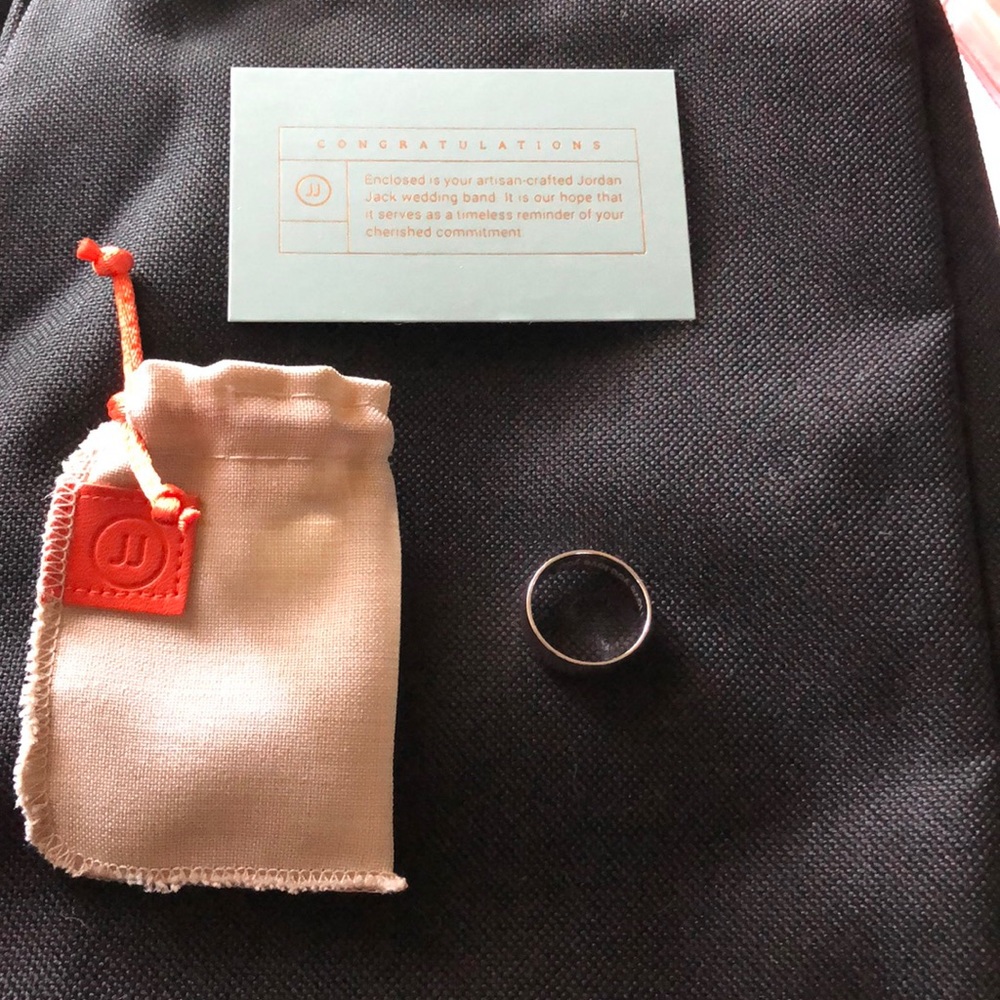 Silver engagement band. Engraved inside: I Love You Love You